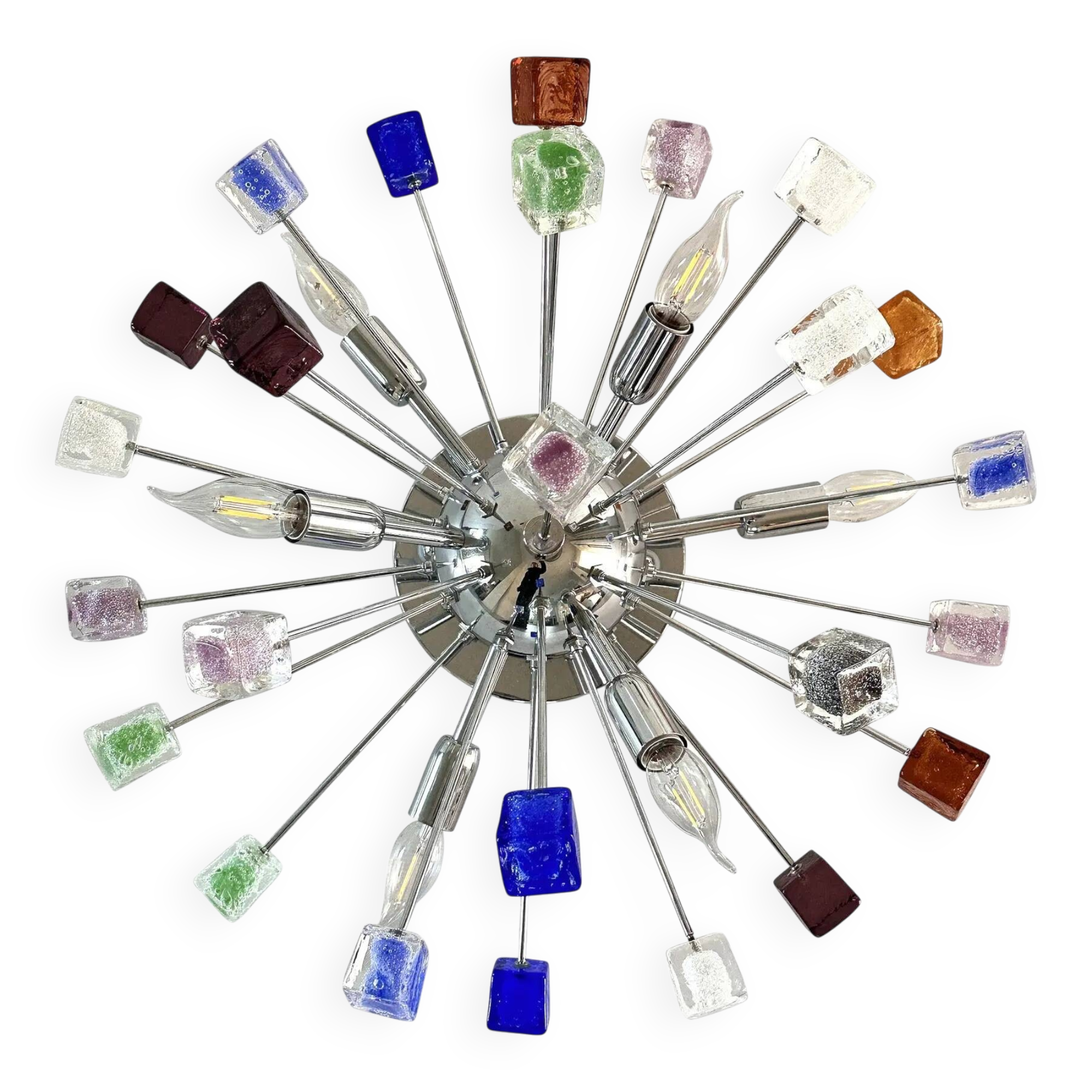 Multicoloured "Star" Sputnik Little "Cubes" Murano Glass Flush Mount