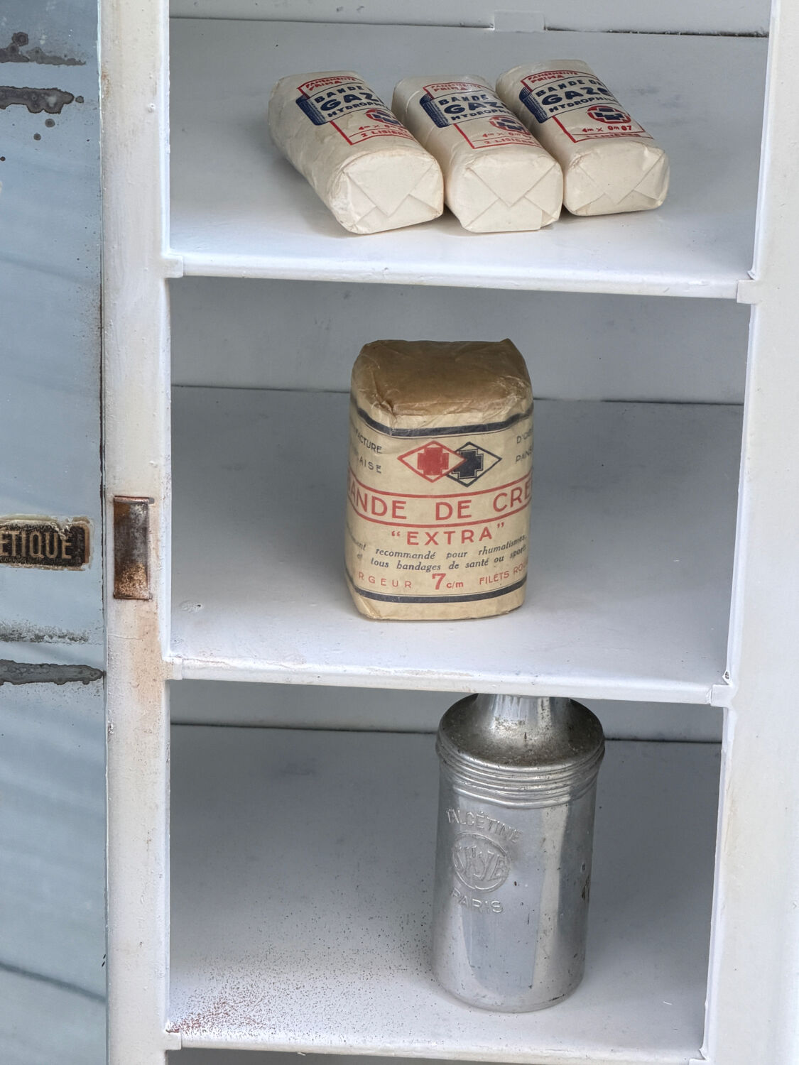 Vintage white metal medicine cabinet