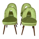 Set of 4 mid-century green velvet and wood chairs by Antonín Šuman for Tatra Nábytok (1960s)