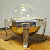 Art Deco caviar bowl in silver-plated metal and glass – 1930s