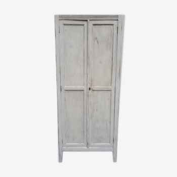 Original Parisian wardrobe shabby white chalk with opened shelves