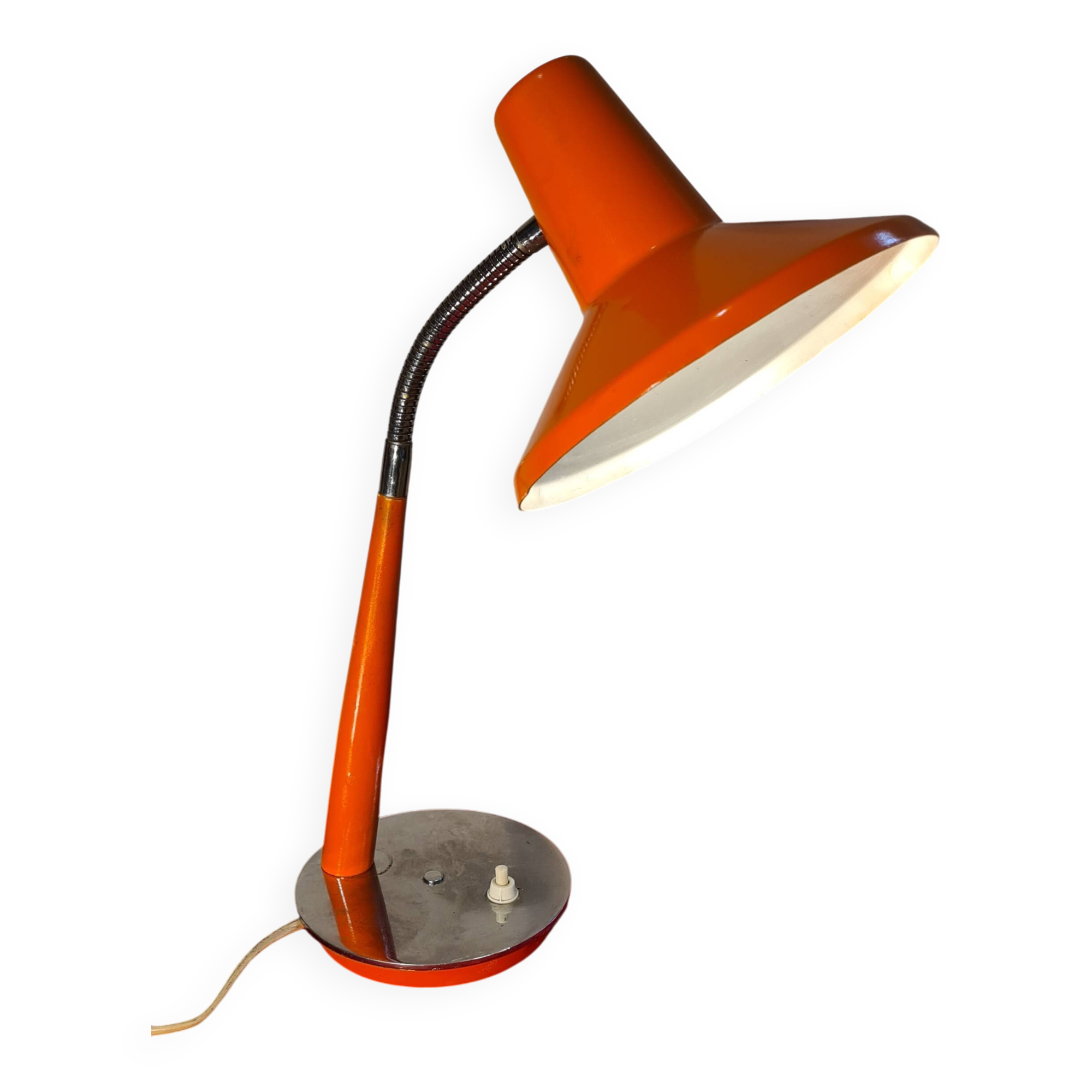 desk lamp 1960 to 70 orange slight signs of wear 42x26 good condition