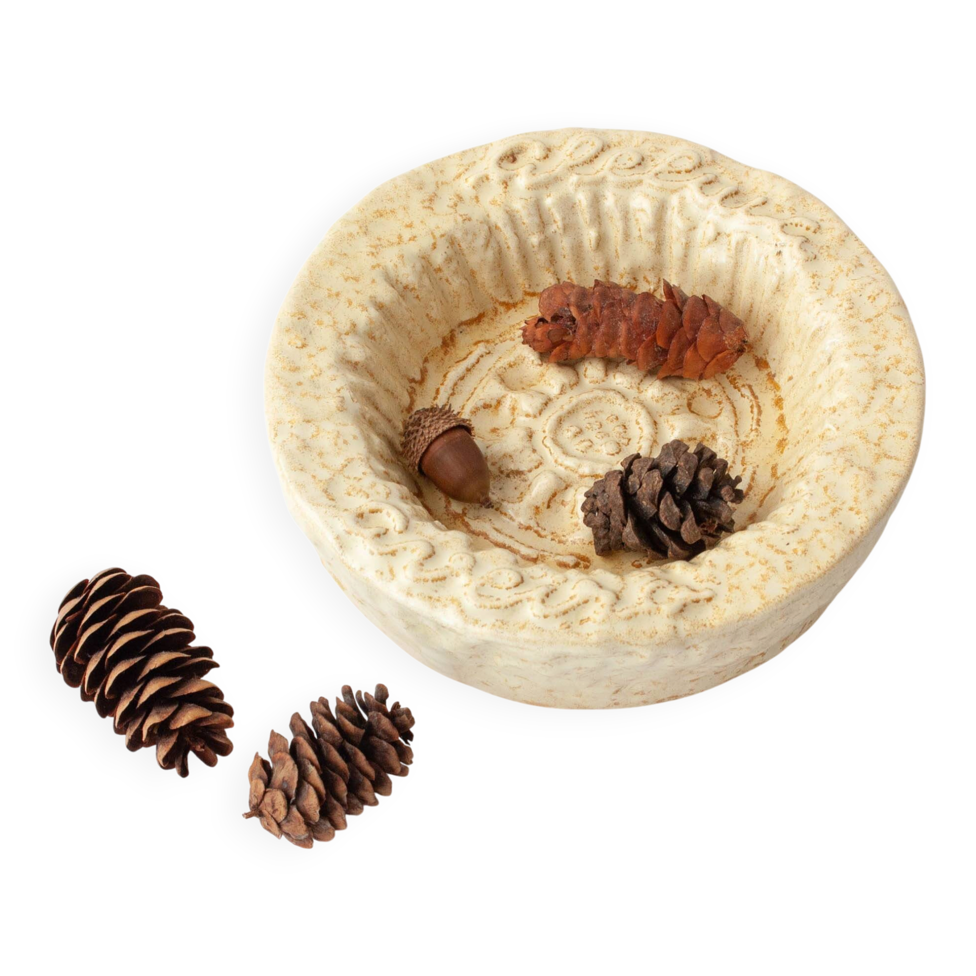1970s Beige Textured Ceramic Ashtray from Aleluia