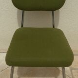 Vintage office chair upholstered in green fabrics with chrome metal structure