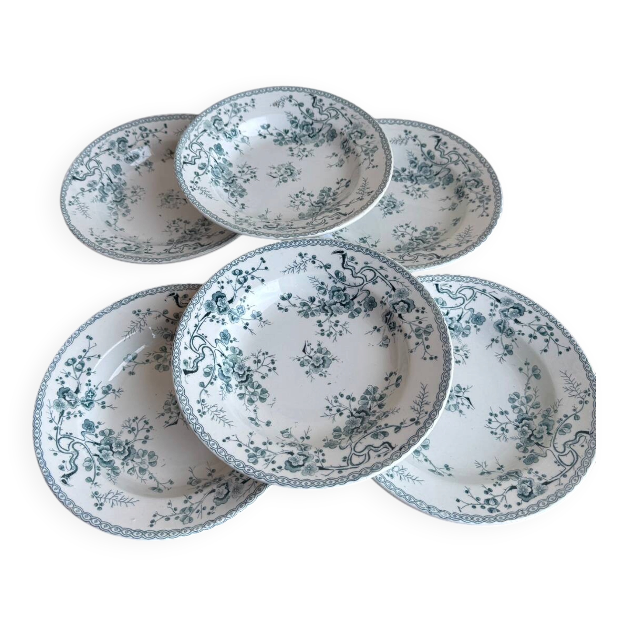 Gien Fleurette Plates x6 – antique floral decoration