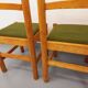 Set of 4 vintage chairs in pine and khaki green bouclette fabric from the 70s