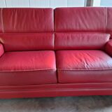 Chateau d'Ax red buffalo leather 3-seater sofa