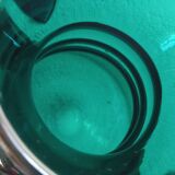 Deep green jug or pitcher with modern design - thick glass