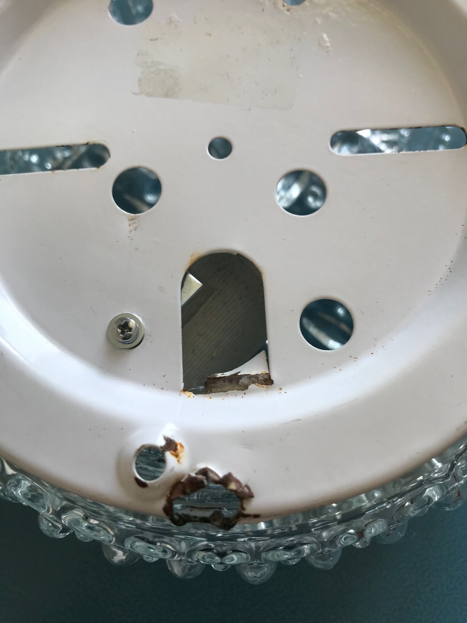 Round cast glass ceiling light