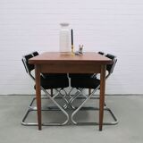 vintage set of x4 chrome tubular chairs black rib