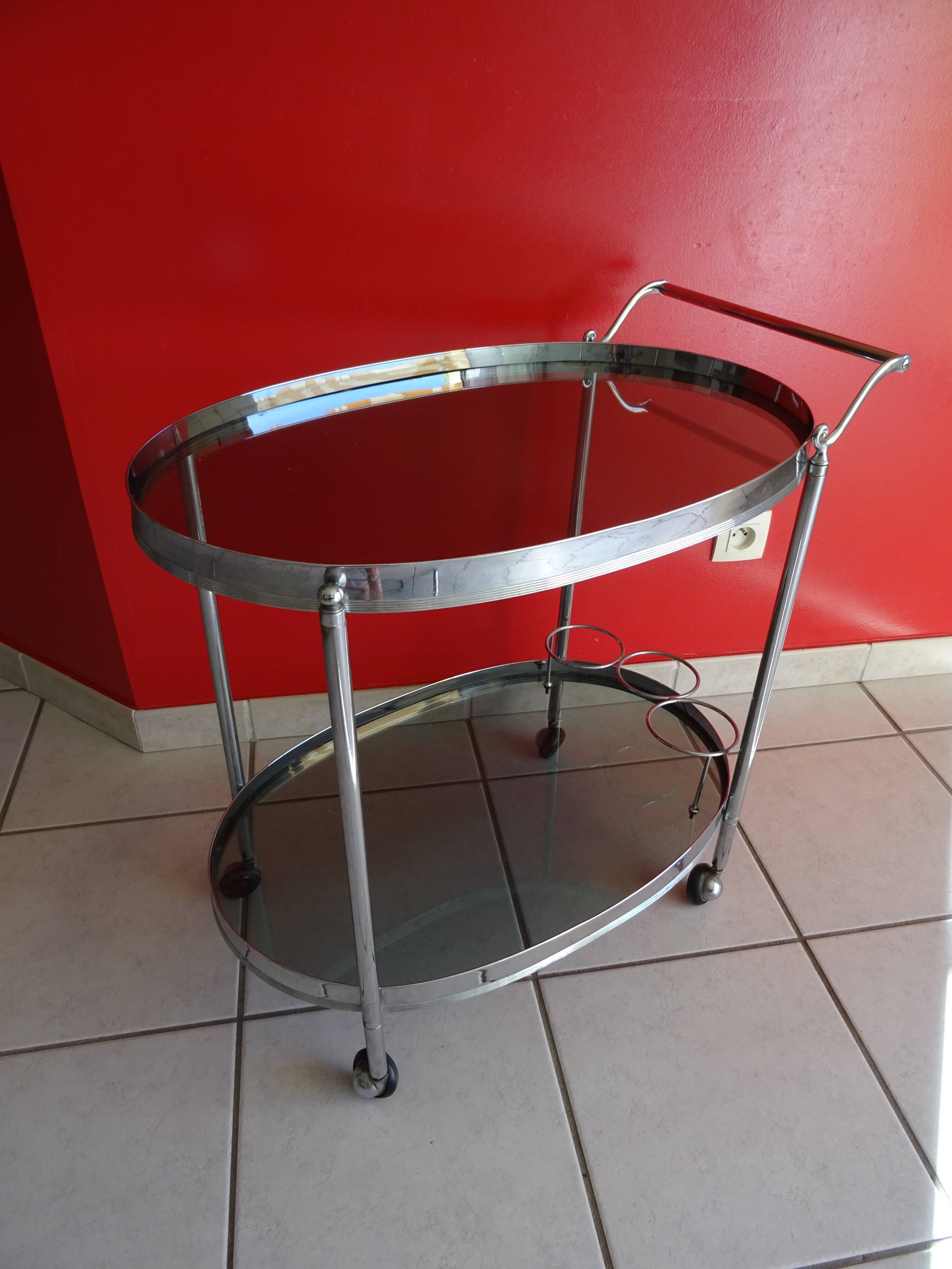 70s design chrome bar trolley