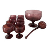 Vintage punch service – Hand-blown bubble glass, bowl or ladle
