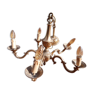 Lustre bronze doré  5 branches style Louis XV