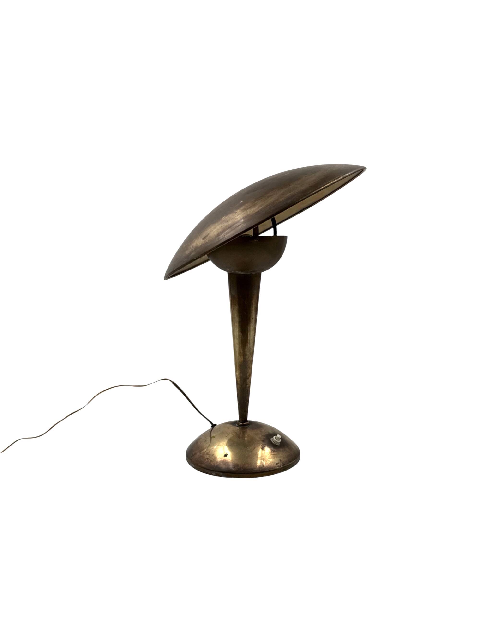 Mid-century modern brass adjustable table lamp, Italy circa 1950