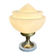 Lampe mid century avec opaline soucoupe blanche