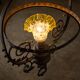 Antique adjustable height chandelier with original glasswork and brass detailing