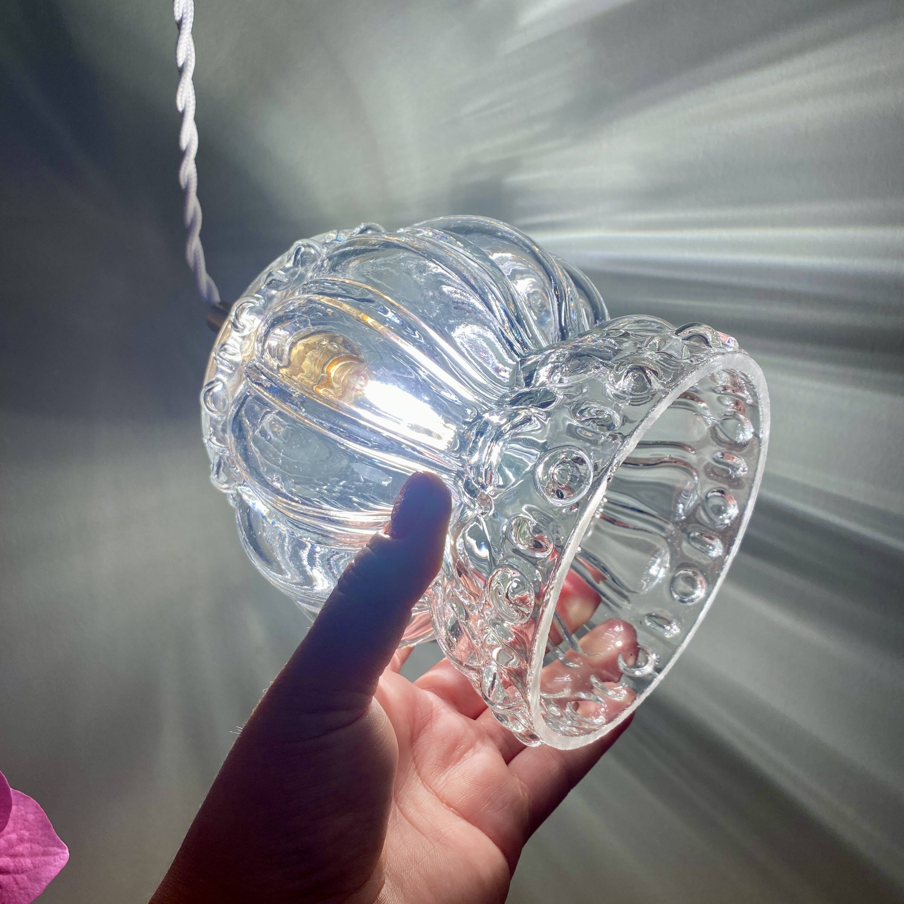 Vintage molded glass globe pendant light
