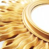 Vintage 1970's gilt sunburst mirror - vintage gilt sunburst convex mirror