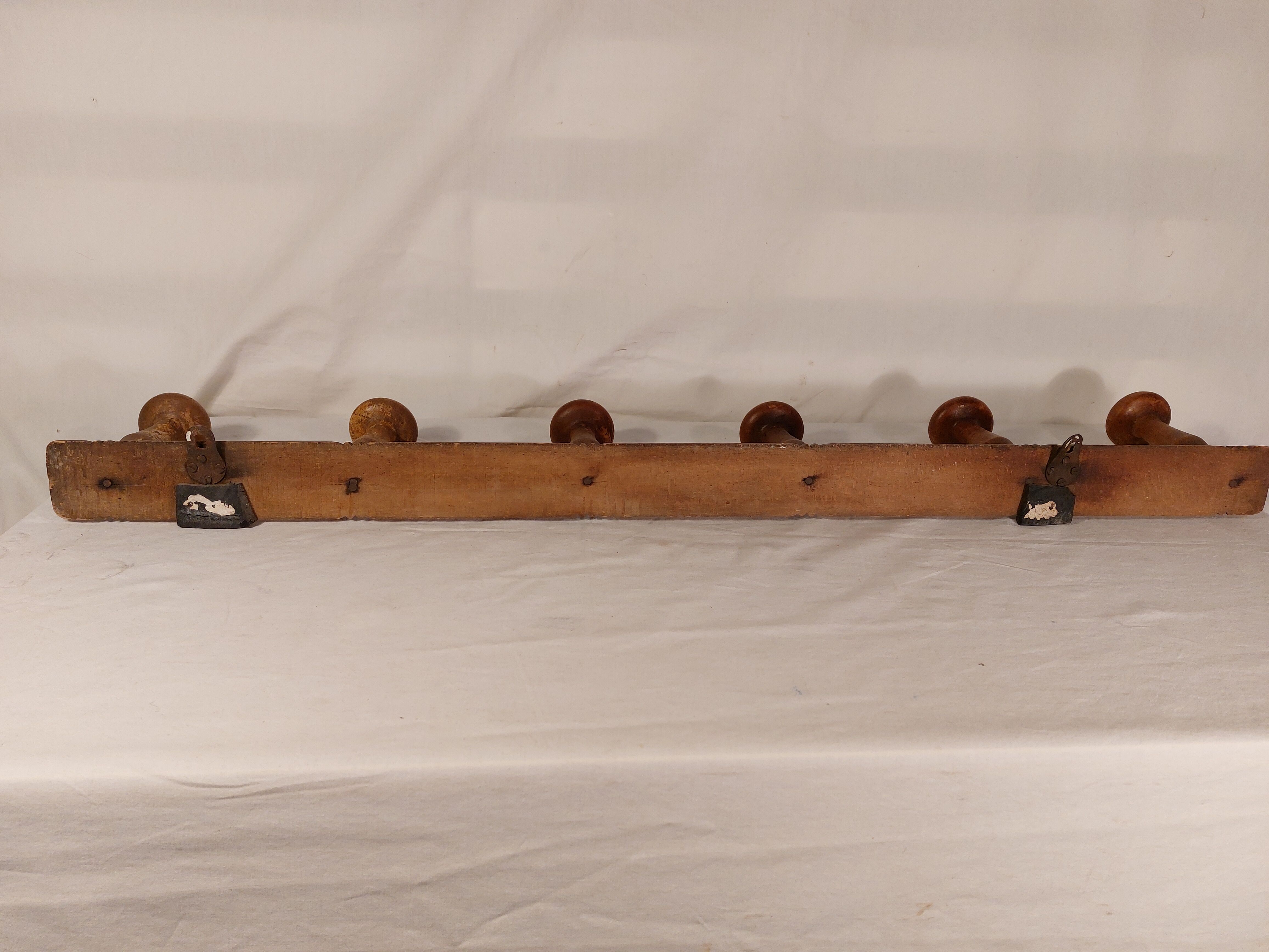 Wall coat rack 6 wooden hooks 1900s