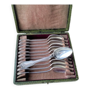 Box of 12 silver-plated mocha spoons Shell model