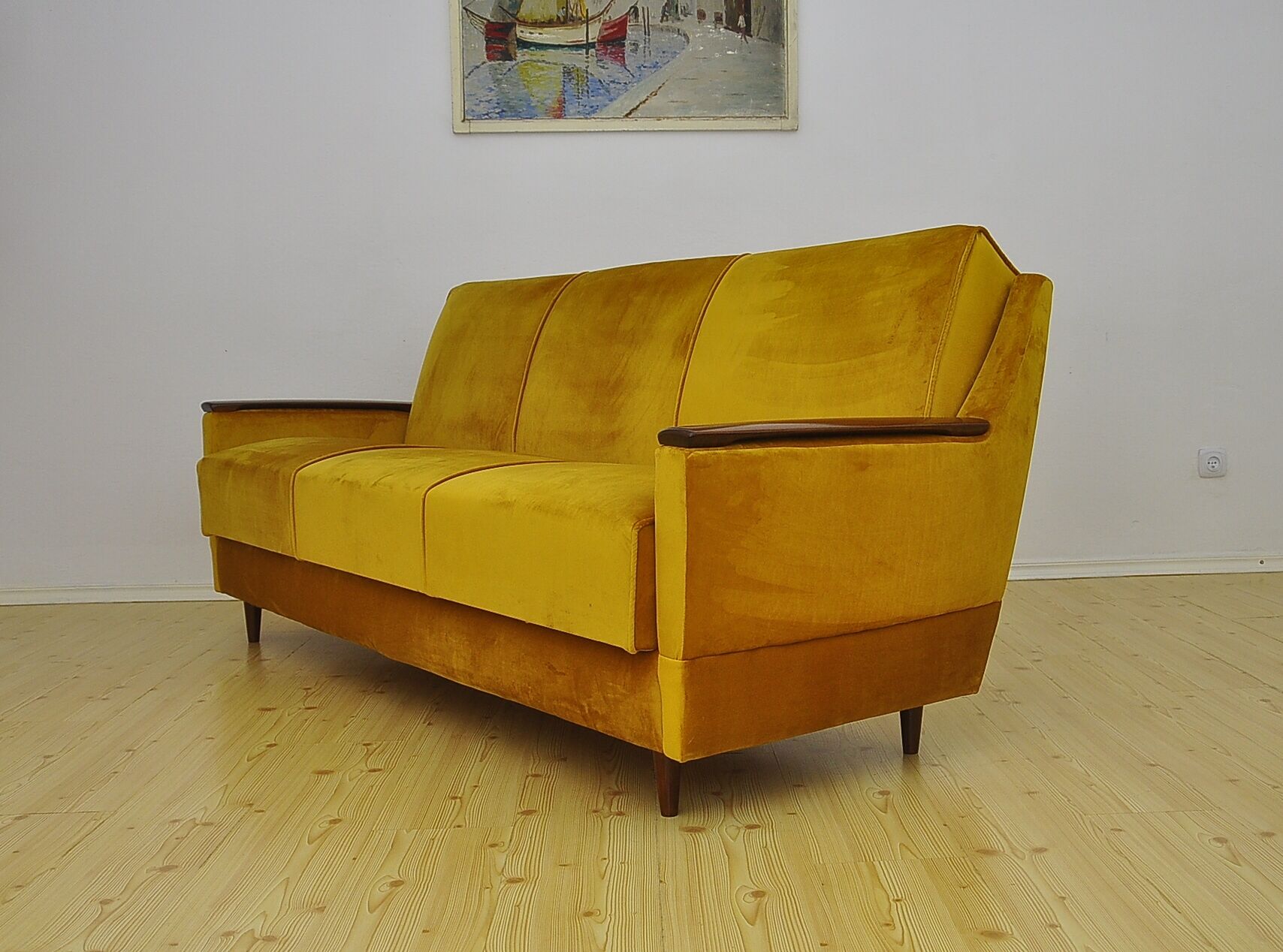 Mid-century velvet sofa daybed, 1960s
