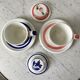 Duo of tea cups / herbal teas Sarreguemines colorful 50s