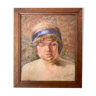 Ancient painting, portrait of a young girl, signed, 60s/70s