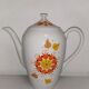 Lot de 3 cafetières théières vintage motif orange en porcelaine