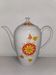 set of 3 Vintage Teapot Coffee Makers Orange Porcelain Pattern