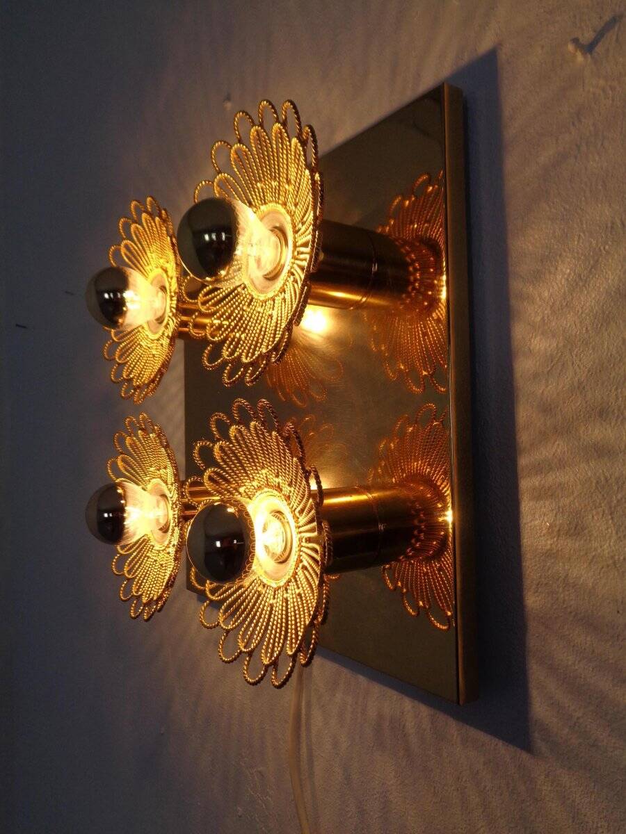 Space Age JBS Brass Sconce by Joseph Brumberg, 1960s