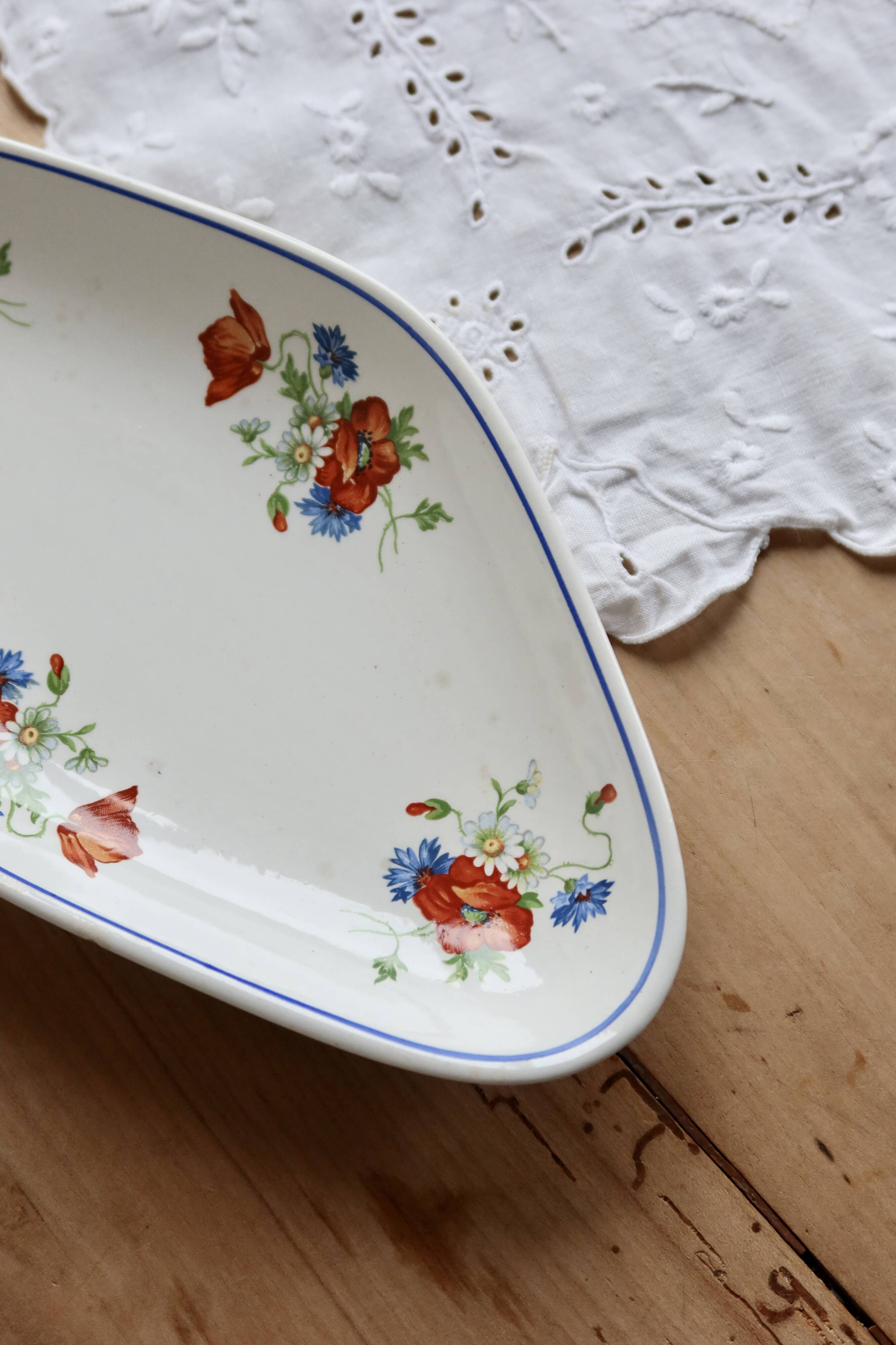 Ravier antique faience Salins - Poppy model
