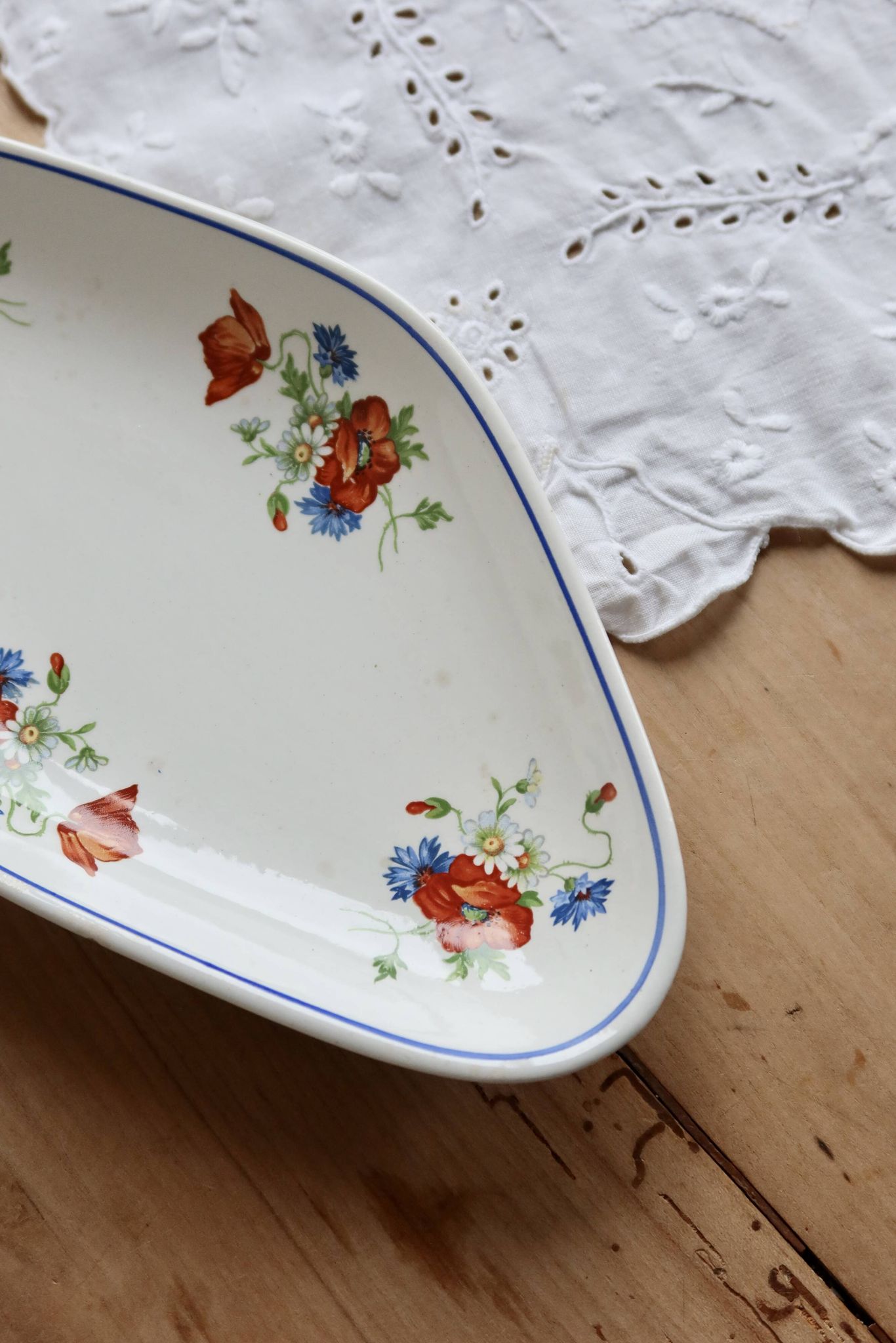 Ravier antique faience Salins - Poppy model