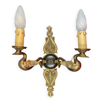Old bronze empire style wall light high 35/38 cm