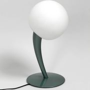 Large extraordinary 80s metal table lamp and opal glass shade