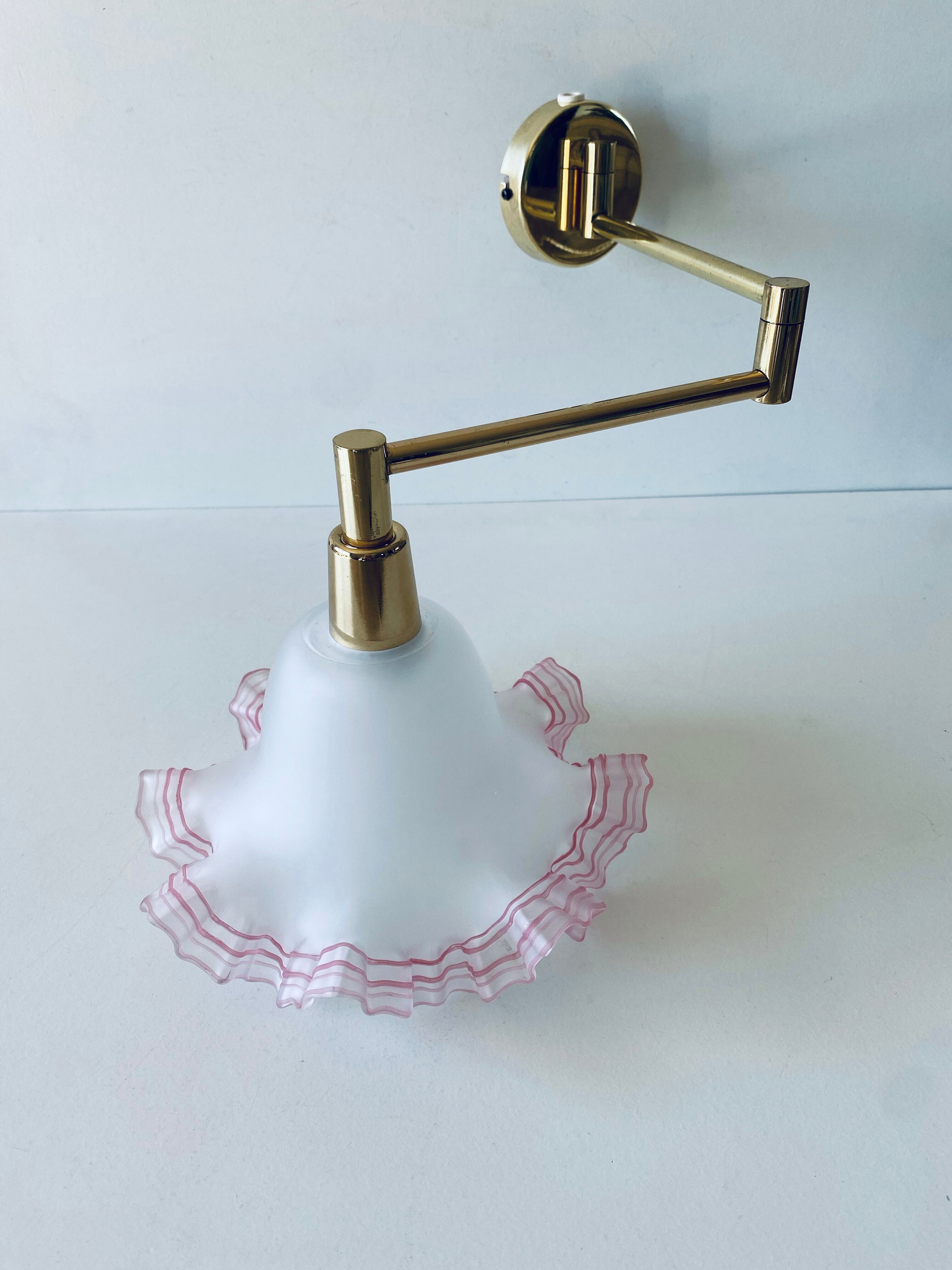 Telescopic wall light, brass and glass