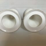 Pair of white candlesticks with faceted tulip foot
