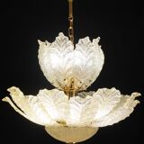 Extraordinary large size gold vintage Murano glass chandelier, 1970
