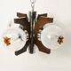 Lustre mazzega Murano 4 boules et teck 1960