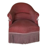 Fauteuil crapaud en velours vieux rose
