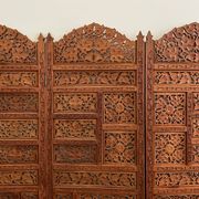 Vintage Asian carved teak screen — mid-20th century