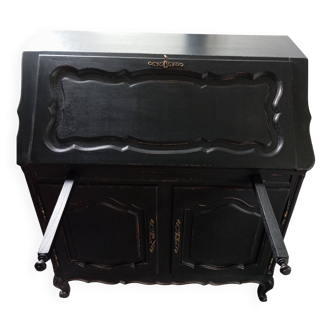 Black redesigned donkey-back style secretary desk