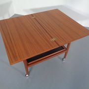 Teak Flip-Flop Expandable Cart with Removable Tray by Grete Jalk for Poul Jeppesens Møbelfabrik, Denmark, 1960s