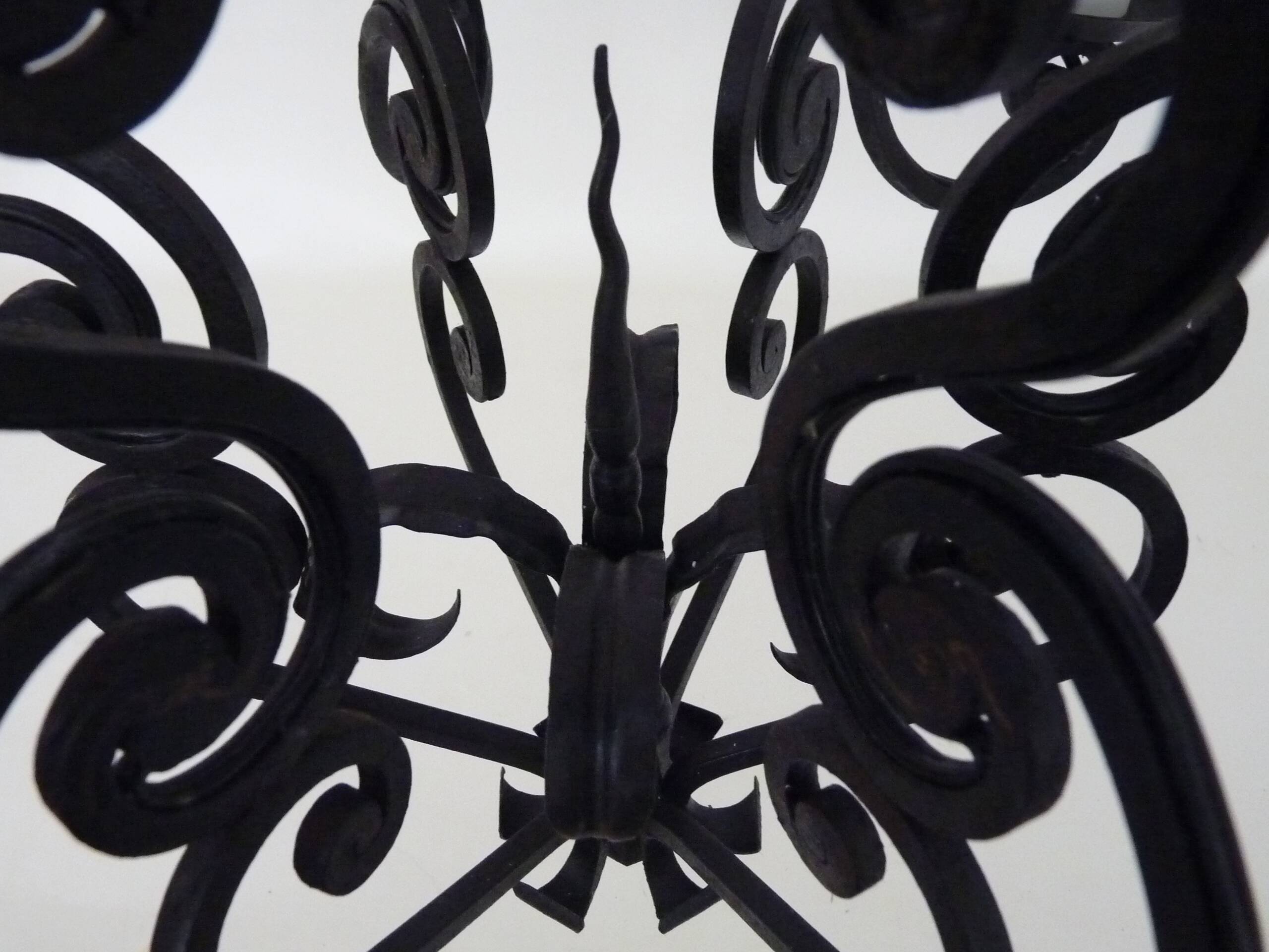 Large 12-light wrought iron hall or living room chandelier. 1960s-70s