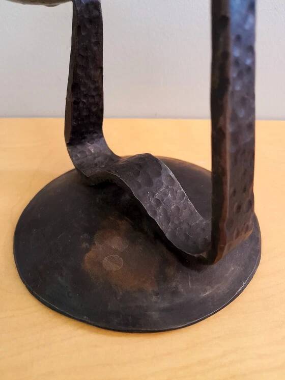Brutalist hammered candlestick 1960