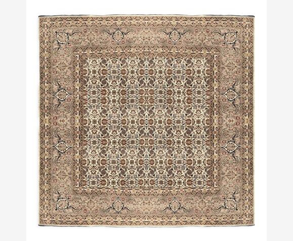 Tapis d'orient Tabriz persan iran laine sur fond de soie 200 X 200 Cm