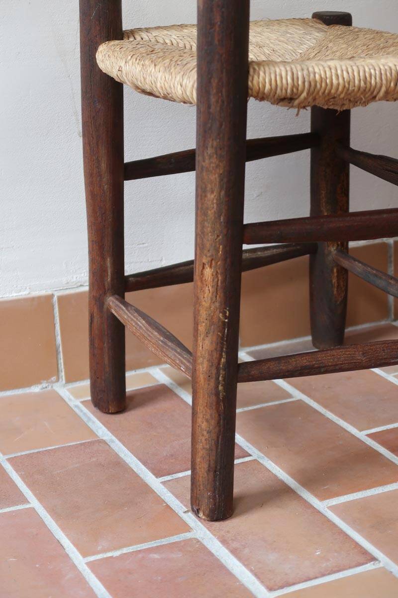 Pair of straw farm chairs