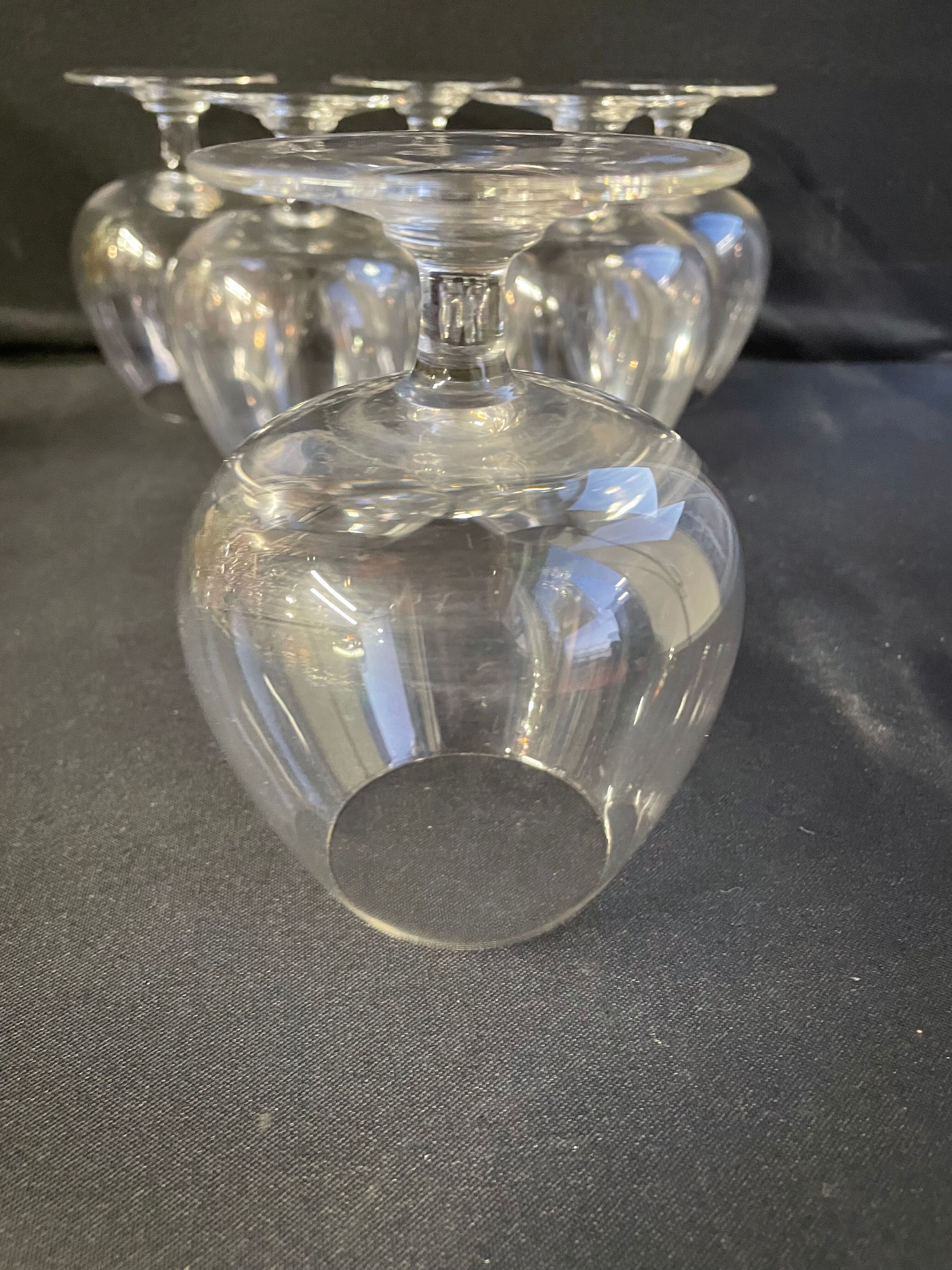 6 old tasting balloon glasses (cognac/armagnac) - light blown crystal