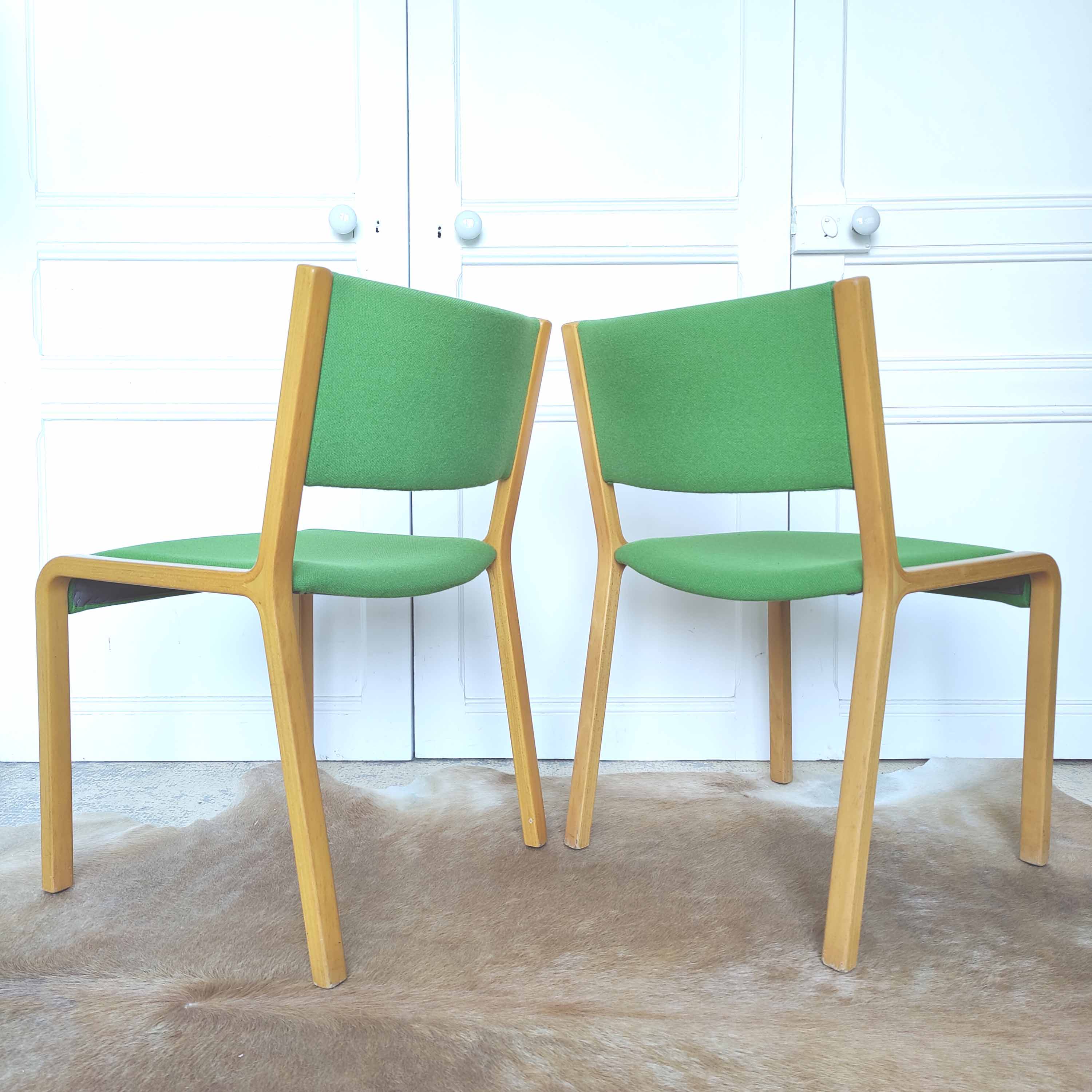 Curved wooden chairs design Wilhelm Ritz pou Wilkhahn 60s
