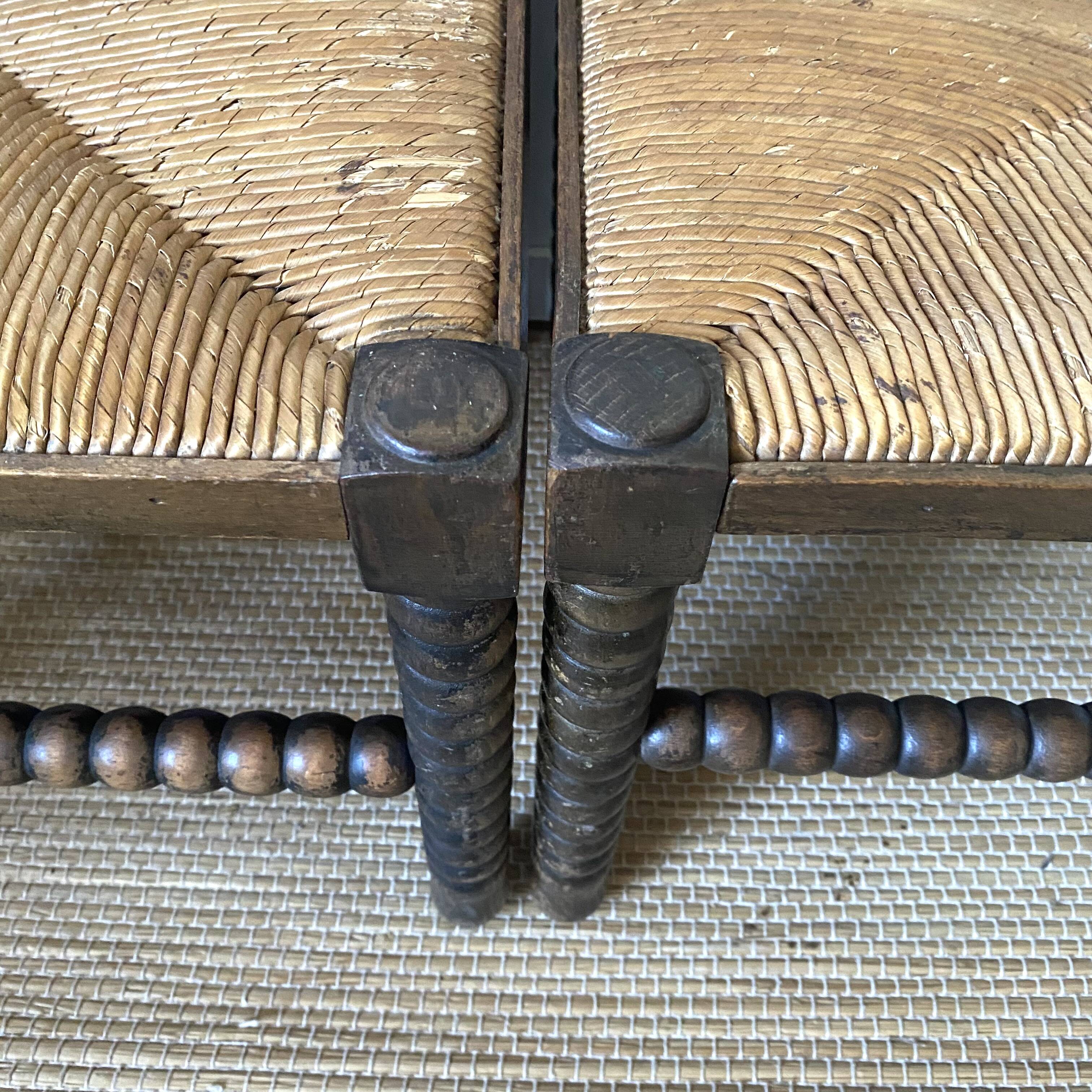 Pair of turned wood corner chairs, fireside chairs