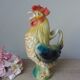 Vintage ceramic jug rooster – soft yellow and blue colours, vintage.